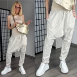 158C pamut - vászon ülepes nadrág 53171 - bézs