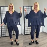 Athena 3/4-es ujjú kötött felső - sötétkék