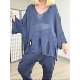 Athena 3/4-es ujjú kötött felső - sötétkék