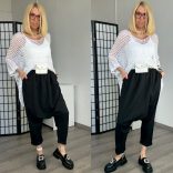 Vintage gumis derekú ülepes nadrág 2982 - fekete