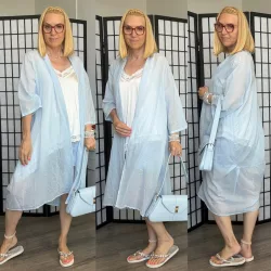 Hillary áttetsző, pamut kardigán 4857 -  világoskék