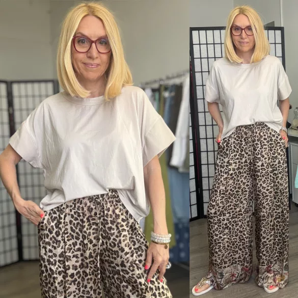 Smile ejtett vállú, basic pamut póló 6742 - bézs