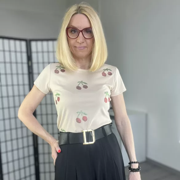 Cherry Lady pamut póló FD357 - bézs 