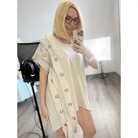 Sunflower szegecses pamut tunika-bézs