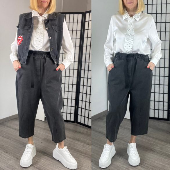 Royal Belle gumis derekú ülepes farmer övvel 6770-sötétszürke