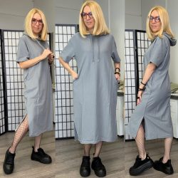 Britni kapucnis tenisz ruha  HM5009-acélkék