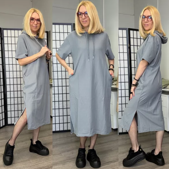 Britni kapucnis tenisz ruha  HM5009-acélkék