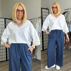 Mú Mú Montez csipkés, V nyakú női felsö 6933 fehér