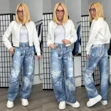 S Woman láncmintás ballon farmer SW2043-világoskék