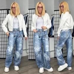 S Woman láncmintás ballon farmer SW2043-világoskék