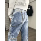 S Woman láncmintás ballon farmer SW2043-világoskék