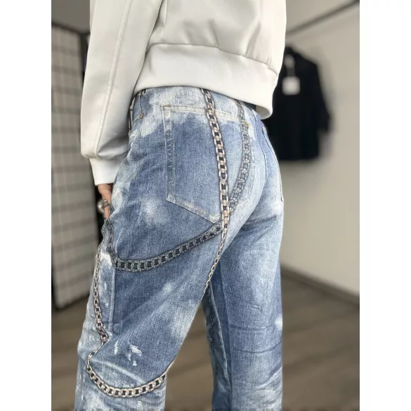 S Woman láncmintás ballon farmer SW2043-világoskék