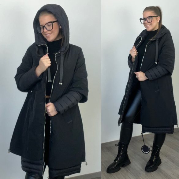 Follow Me átmeneti kabát kapucnival2522-fekete